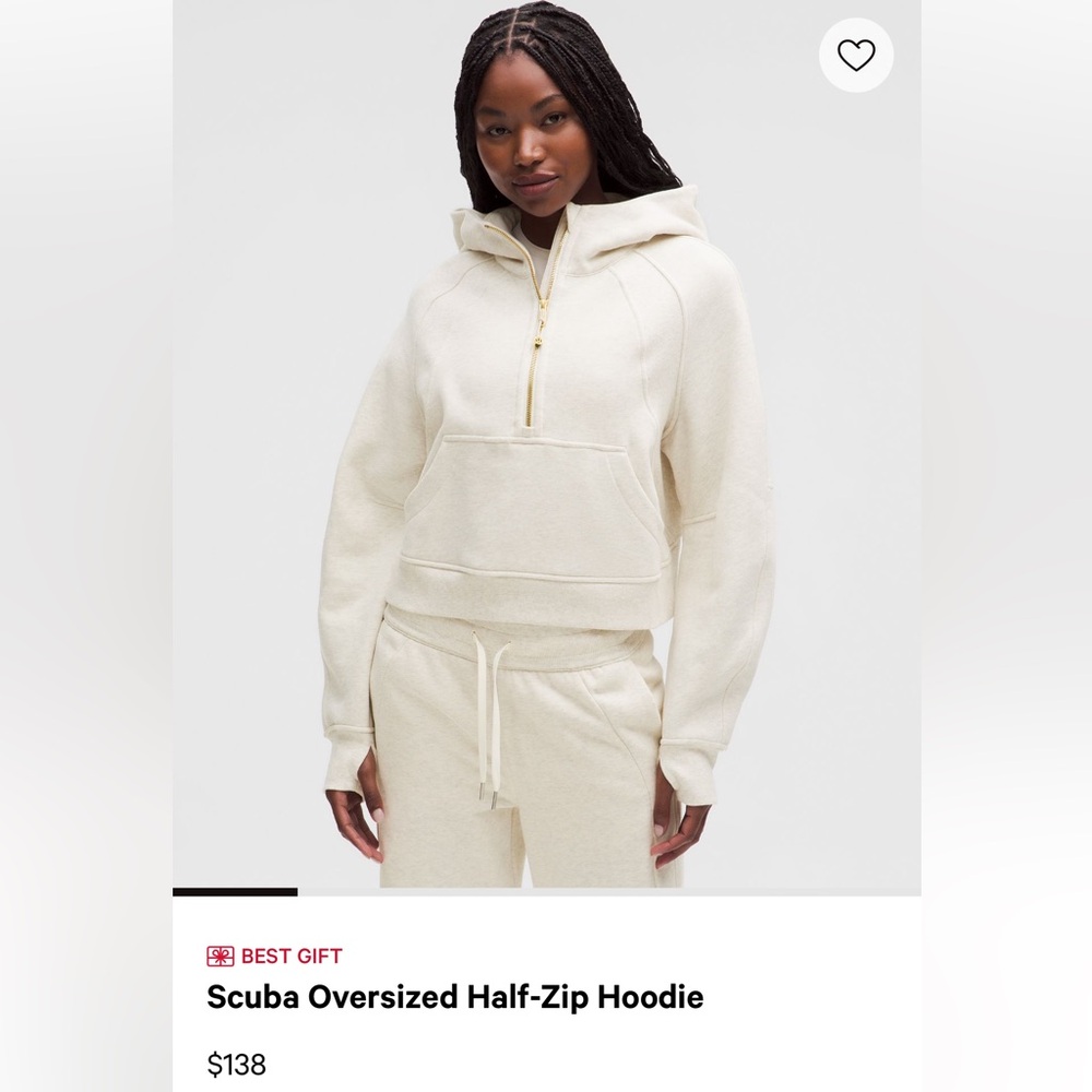 lululemon athletica Cream Scuba Oversized Half-Zip Hoodie